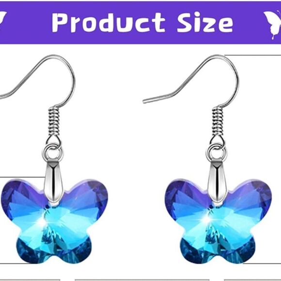 Beautiful 925 crystal butterfly earrings - Picture 5 of 11